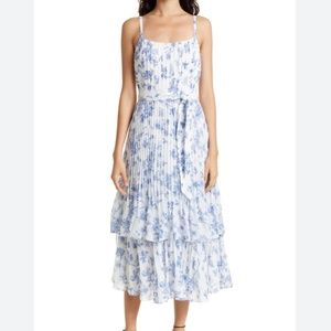 CLUB MONACO Double Tiered Floral Pleated Midi Dress